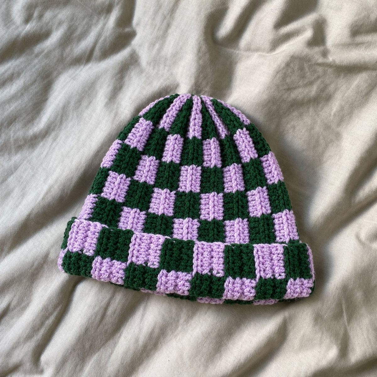 Tuque checkered crochetée